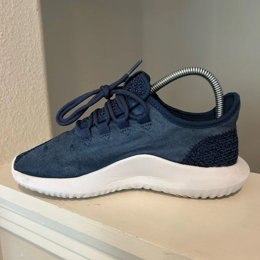 Adidas Tubular Shadow Sneakers Womens Size 6 Blue Suede Knit Fabric - Picture 3 of 9